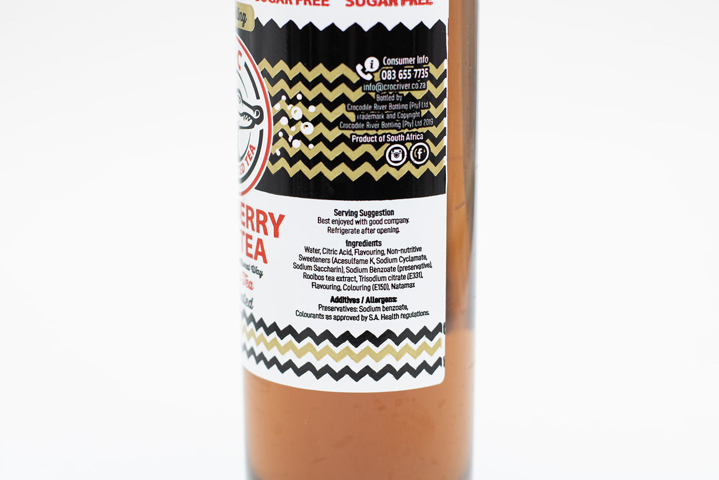 CROC Sparkling Iced Tea: Sugar-Free Raspberry 500ml 12x2 (24) Case